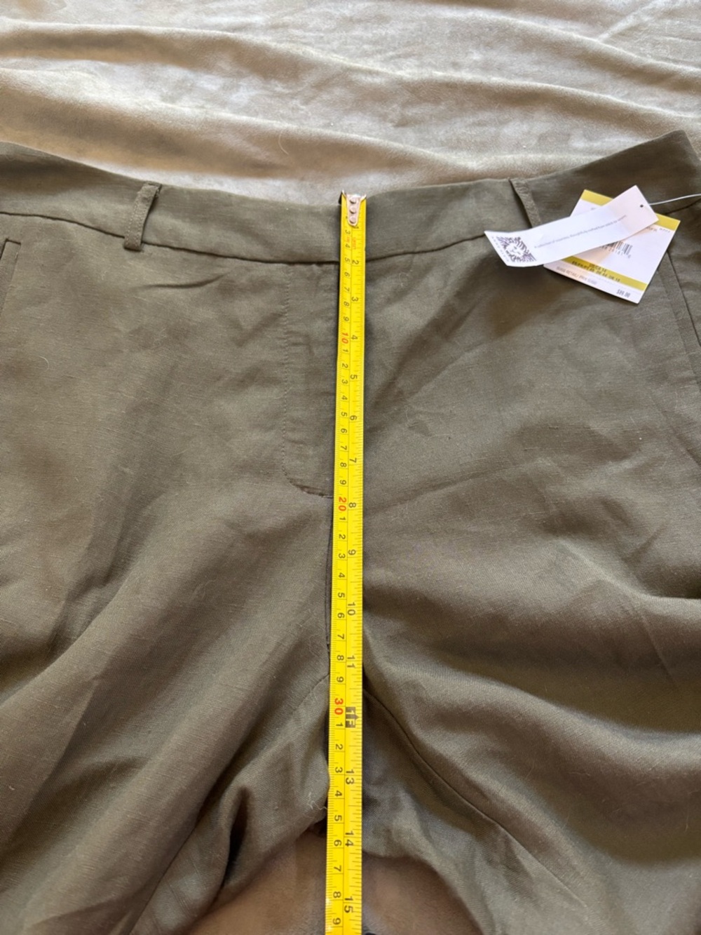 ANNE KLEIN NWT Women’s SZ 14 Olive Green Ankle Pants, Straight Leg, Linen Blend - Picture 15 of 16
